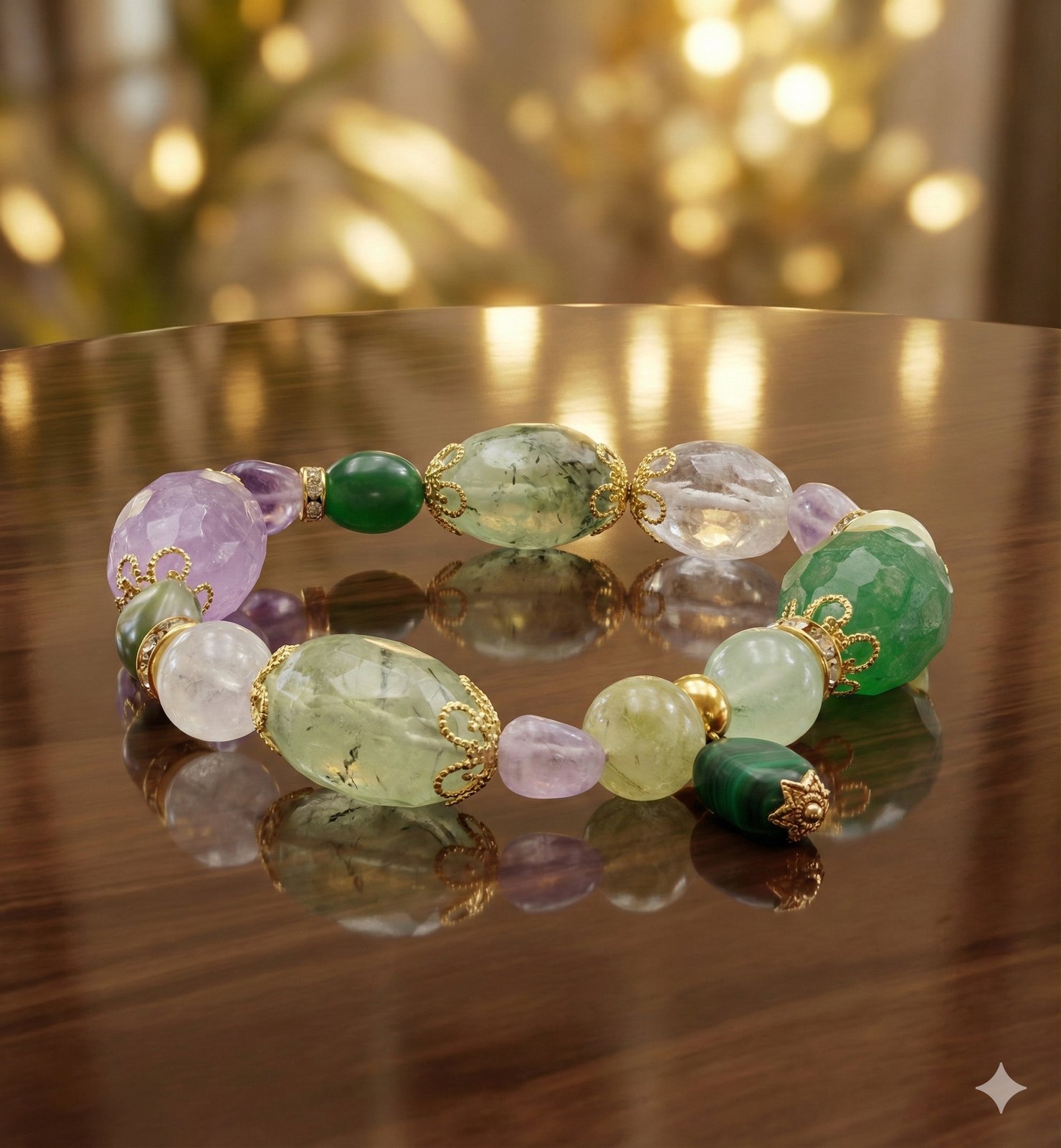 Браслет «Весенняя Гармония» — Аметист, Розовый кварц