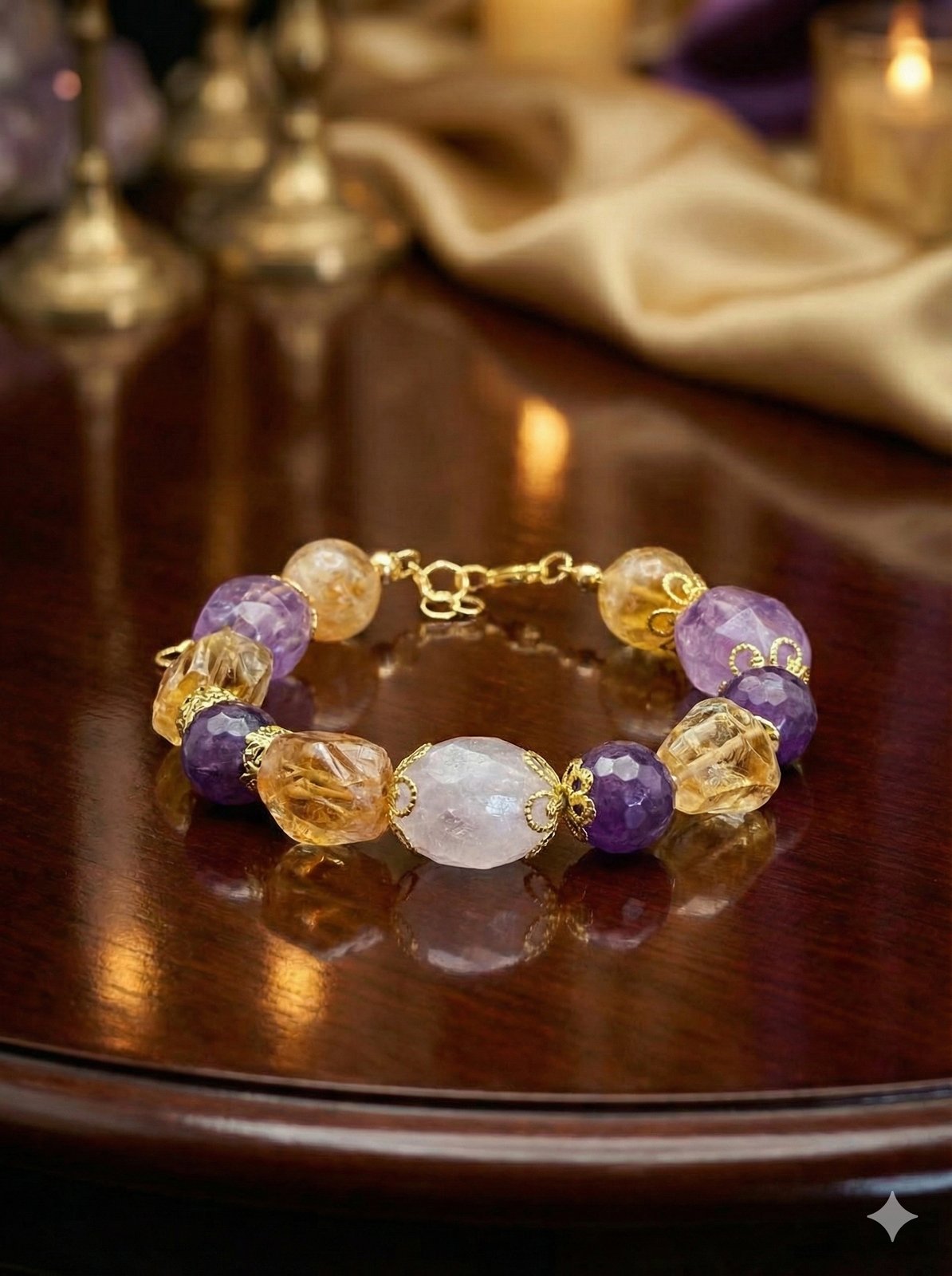 Браслет «Солнечно-Лунное Равновесие» — Цитрин, Аметист