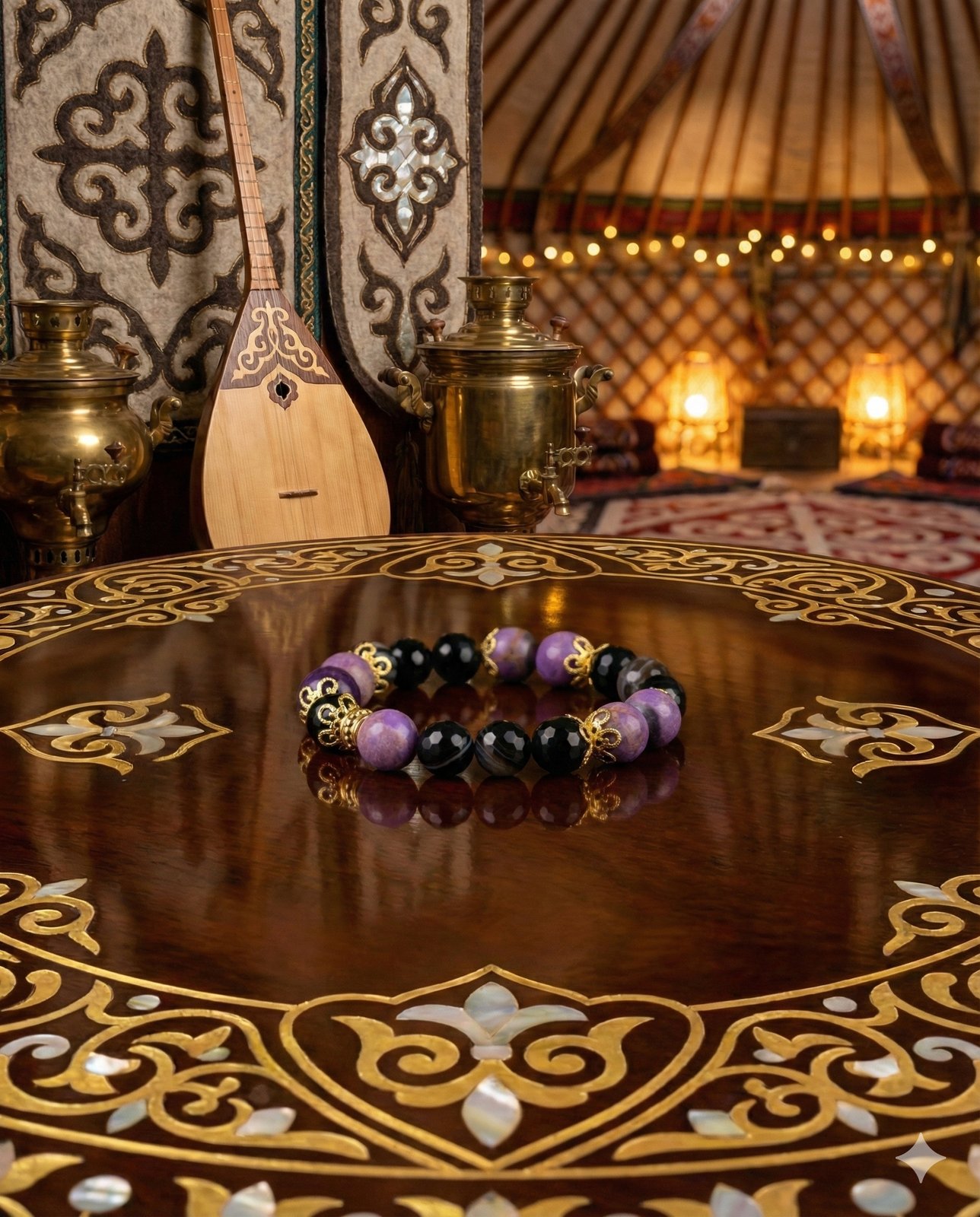 Браслет «Восточная Мудрость» — Агат, Аметист