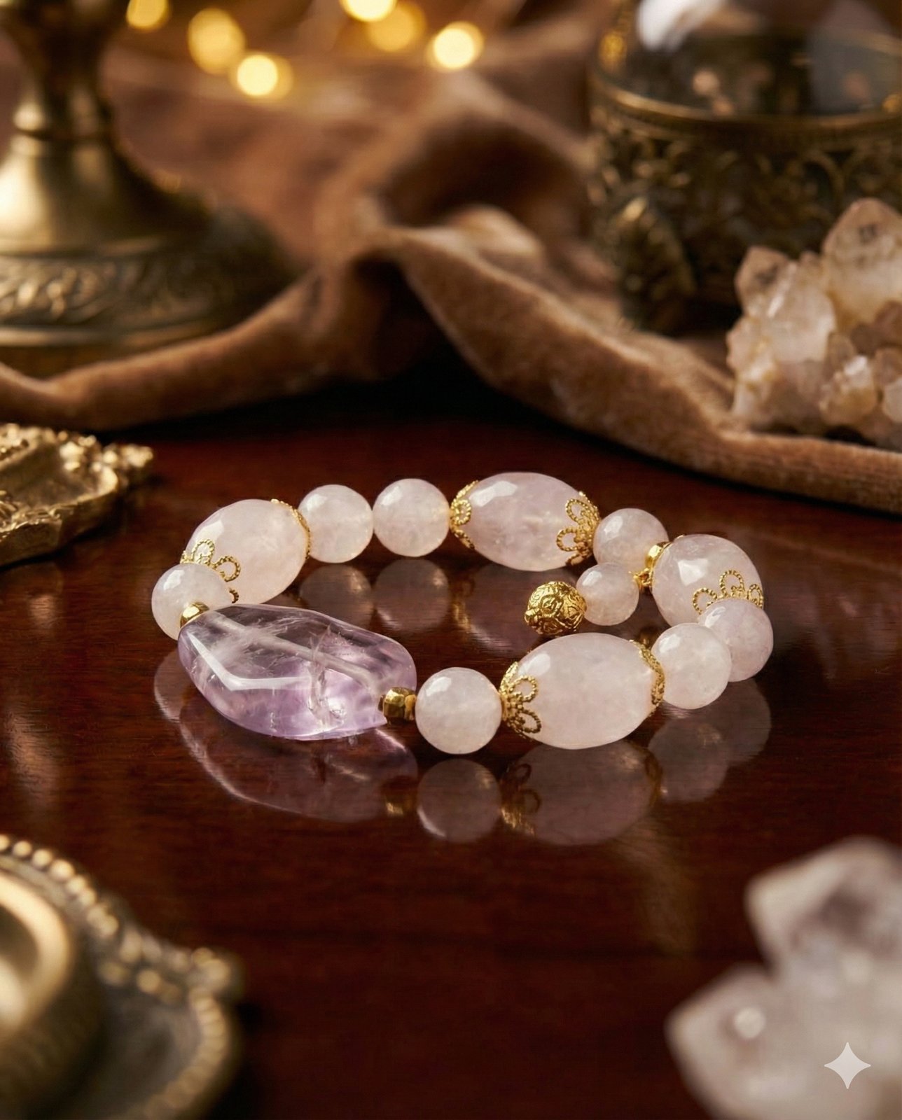 Браслет «Роза Нежности» — Розовый кварц