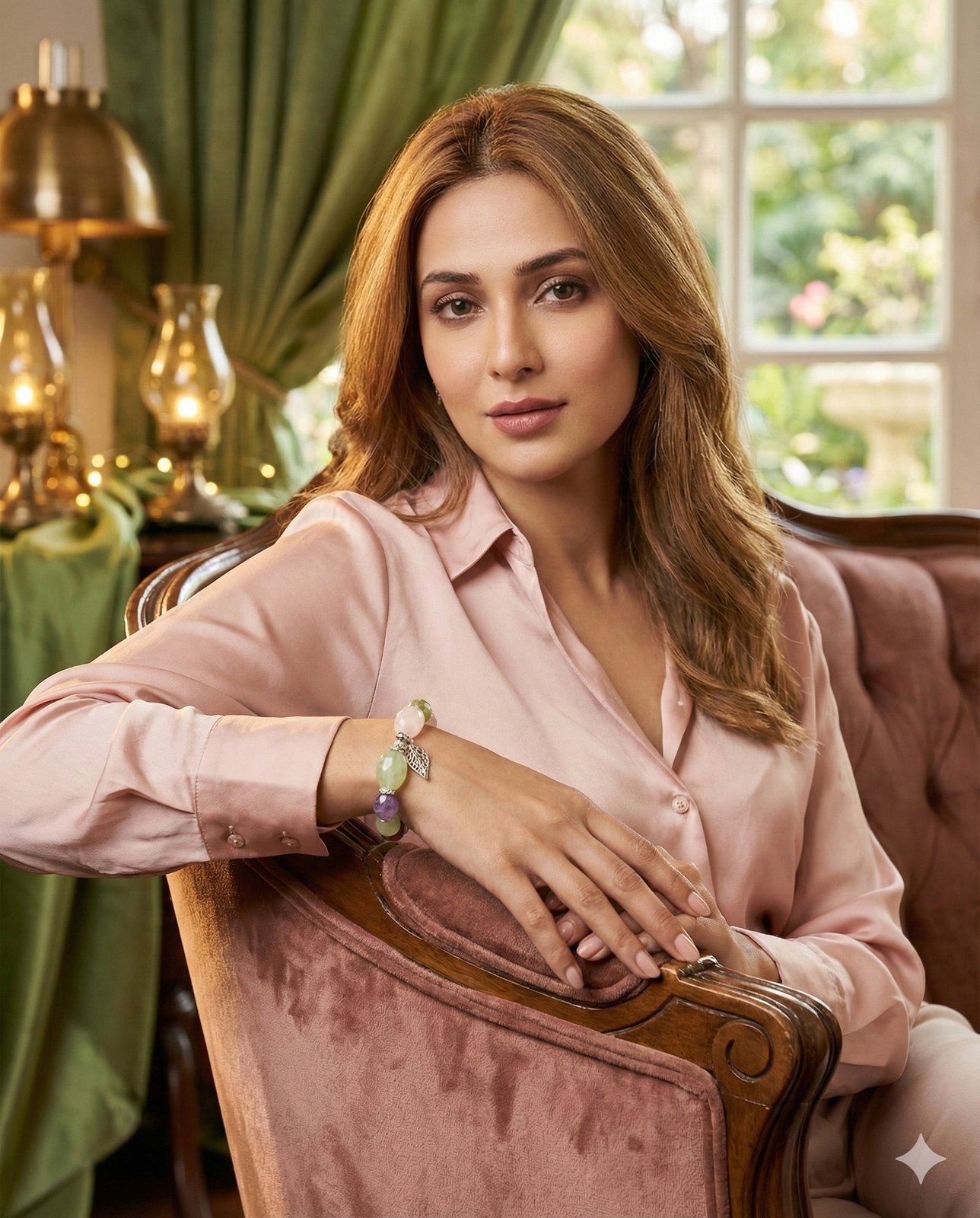 Браслет «Весенний Флёр» — Розовый кварц, Аметист