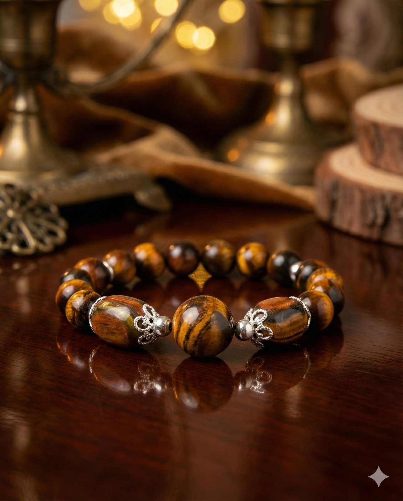 Браслет «Пустынный Огонь» — Тигровый глаз, Агат