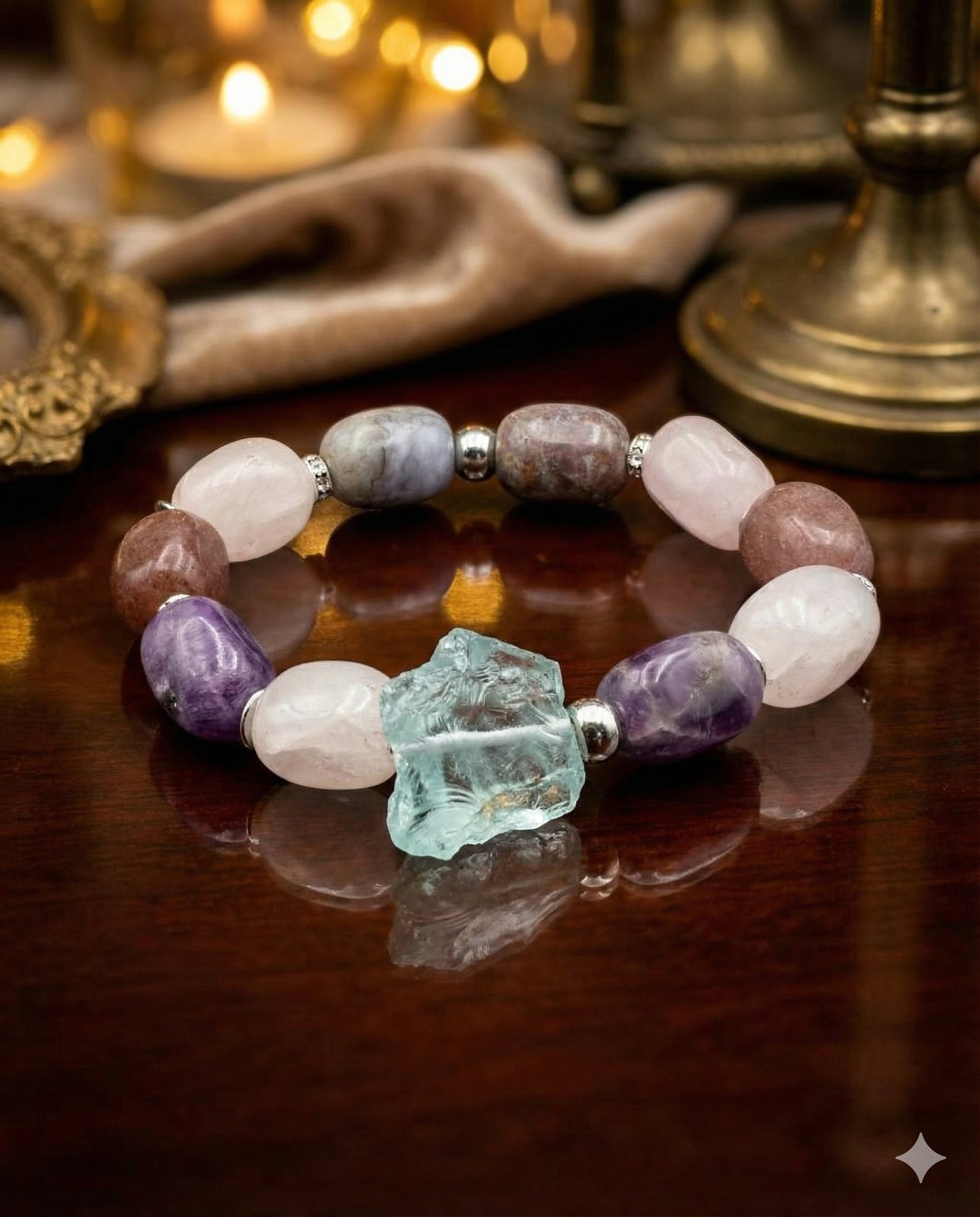 Браслет «Энергия Гармонии» — Розовый кварц, Аметист, Лабрадорит, Яшма