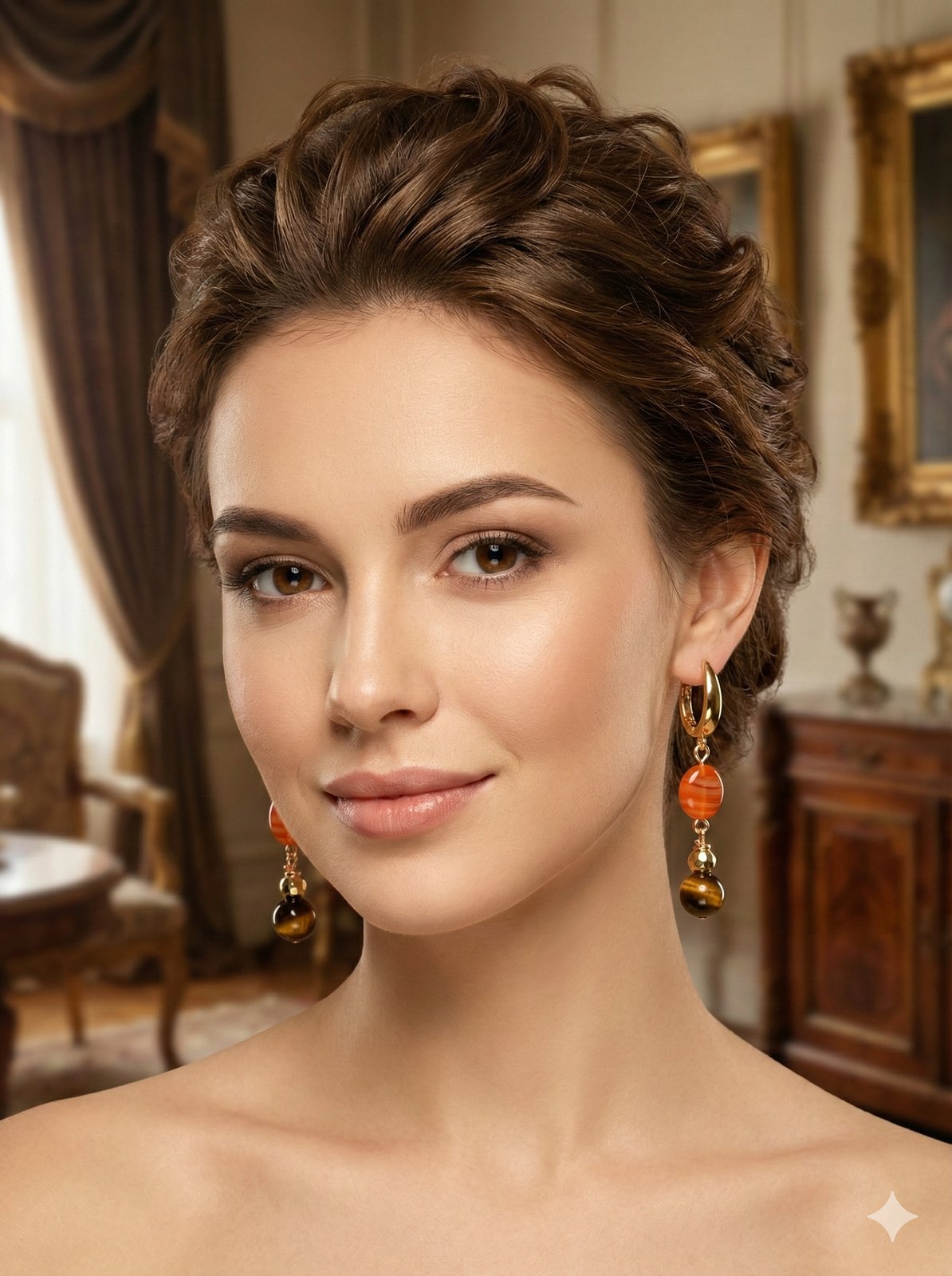 Серьги «Огненный Взгляд» — Тигровый глаз