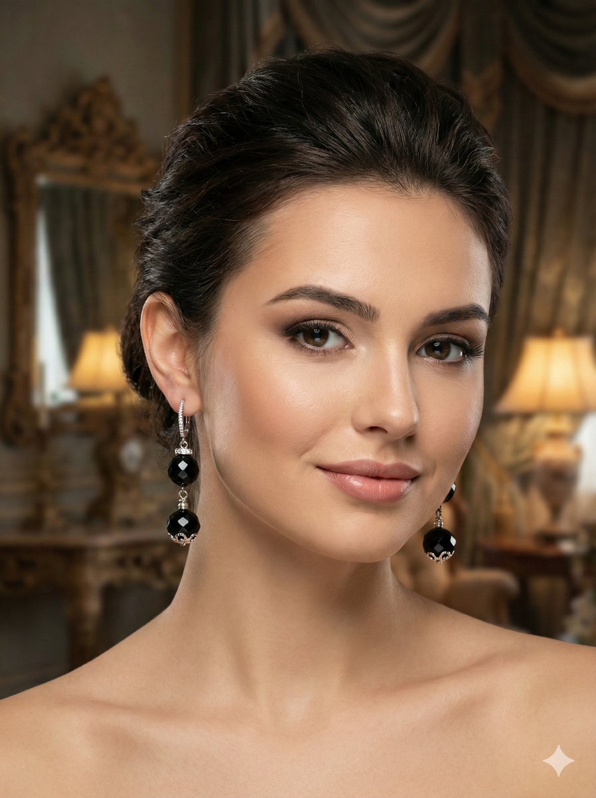 Серьги «Глубокая Ночь» — Чёрный агат