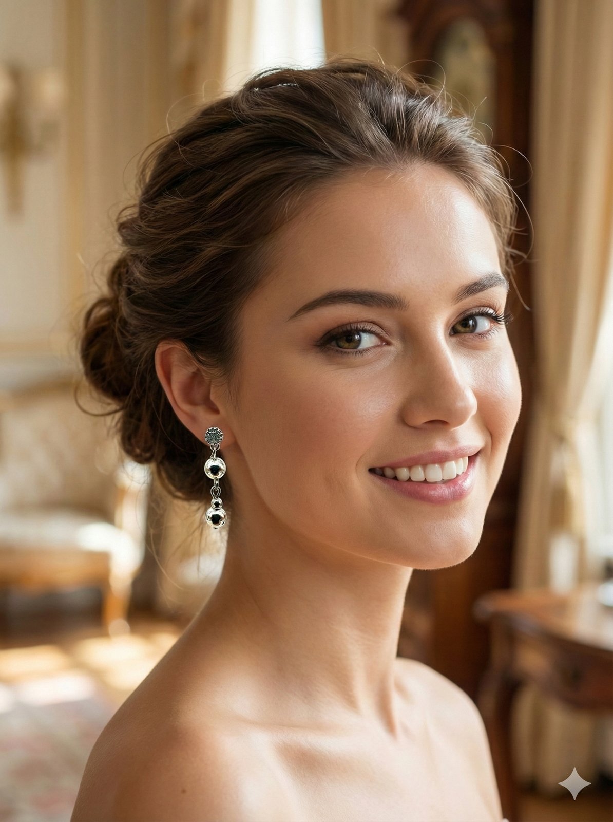 Серьги «Зеркальный Каскад» — Гематит, Горный хрусталь